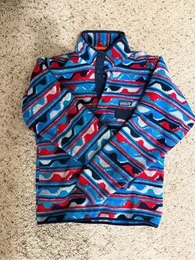 Patagonia Synchilla Fleece Pullover in Blue, Red & Black